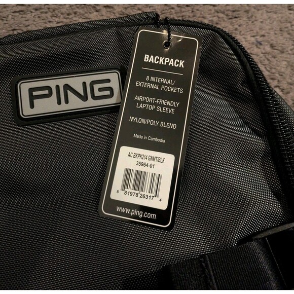Ping Golf Solheim Cup Laptop Gunmetal Black Backpack New With Tags! - Picture 3 of 10